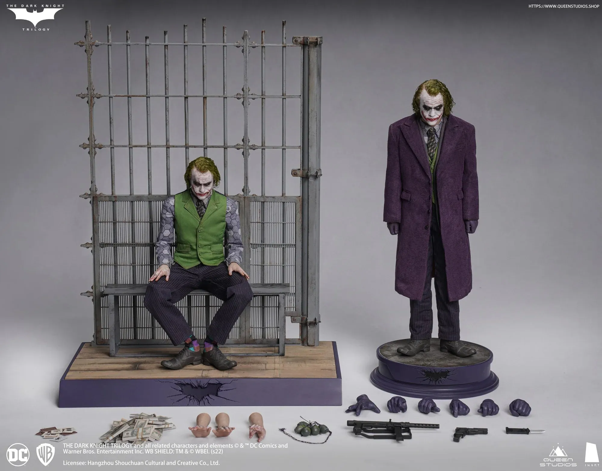 Queen Studio x InArt 1/6 The Dark Knight Joker Deluxe Edition Sixth Scale Figure 2 Figure Set Pt A001D1 (Rooted Hair) Action Character