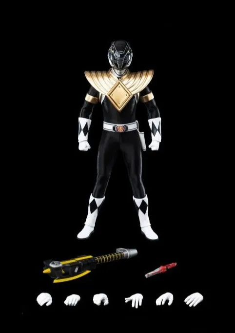 ThreeZero FigZero 1/6 Mighty Morphin Power Rangers Dragon Shield Black Ranger Sixth Scale Figure Role Playing Super Deformed
