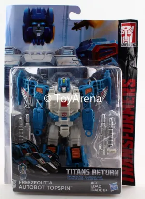 Transformers Generations Titans Return Deluxe Class Freezeout and Autobot Topspin Figure Character Replica Retail Package