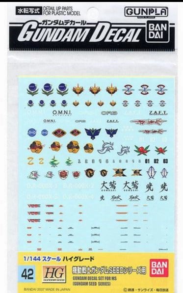 Swapable Head Bandai Gundam Decal #42 For 1/144 HG High Grade MS Gundam Seed Series Water Slide/Transfer Decals