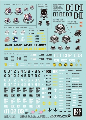 Bandai Gundam Decal #136 For Mobile Suit Gundam Side Stories Multiuse #1 Water Slide/Transfer Decals Action Statue Decorative Accent