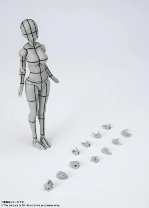 Character Model Robot Goods S.H. Figuarts Woman Female Body Chan (Yabuki Kentaro Ver.) Wireframe Gray Color Ver. Action Figure
