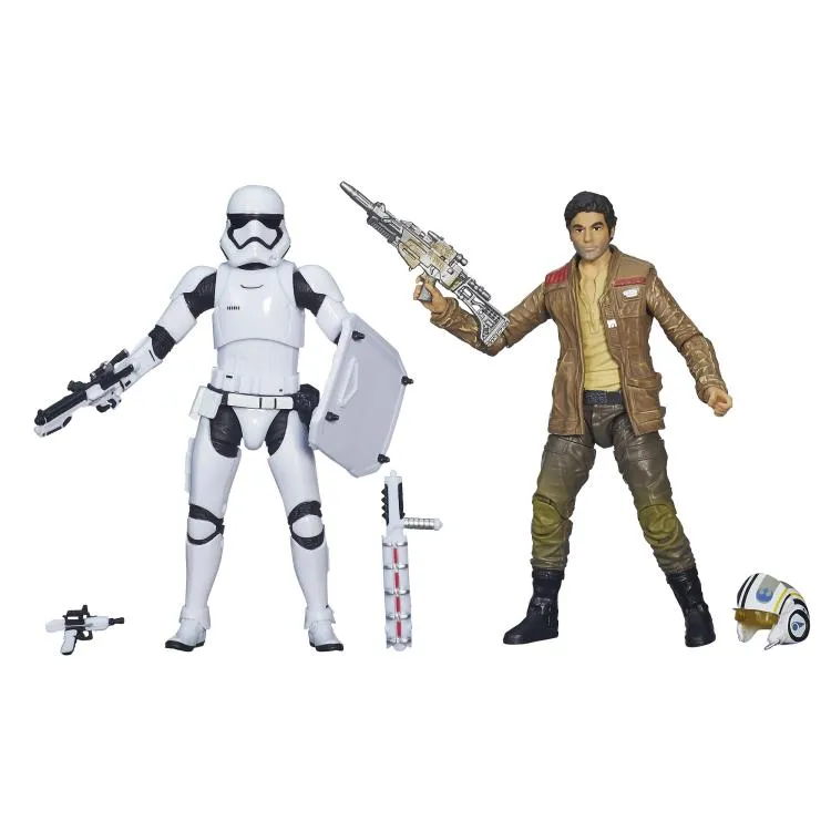 Hasbro Star Wars Black Series Escape From Destiny Poe Dameron and First Order Riot Control Stormtrooper 2 Pack 6 Inch Action Figure African Art Non toxic