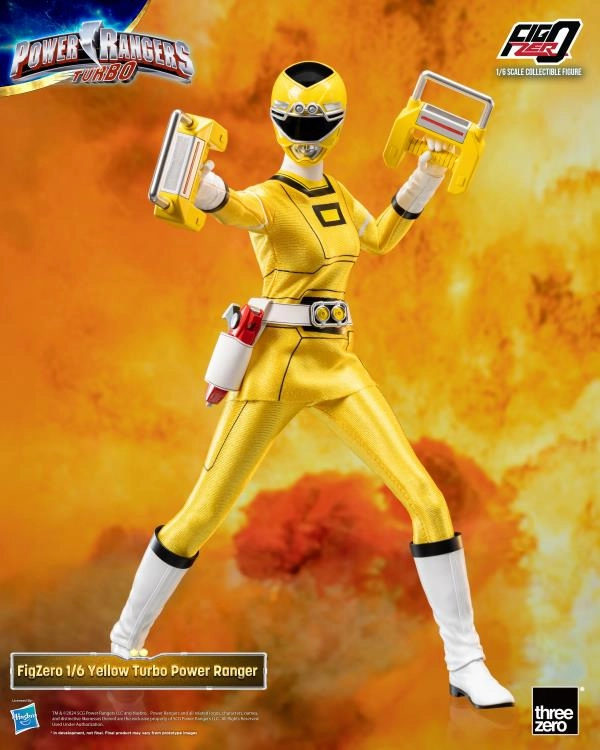 ThreeZero FigZero 1/6 Power Rangers Turbo Yellow Turbo Ranger Scale Action Figure Relaxation Tool Bus Depot