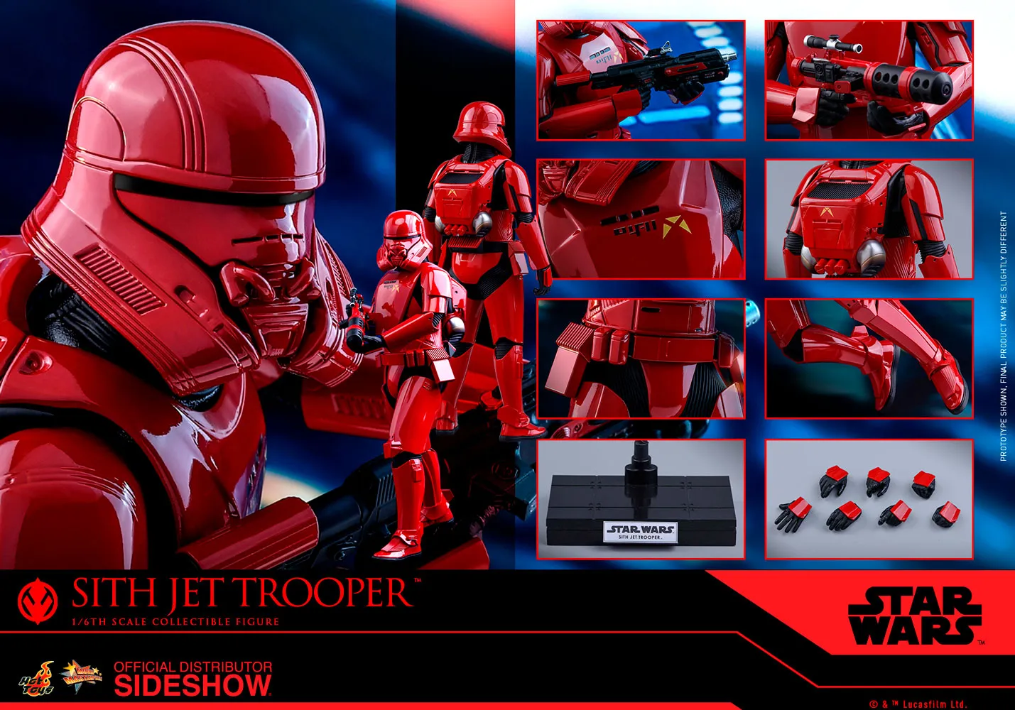 Hot Toys 1/6 Star Wars Episode IX The Rise of Skywalker Sith Jet Trooper MMS562 Sixth Scale Figure Collection Showcase Historical Leader