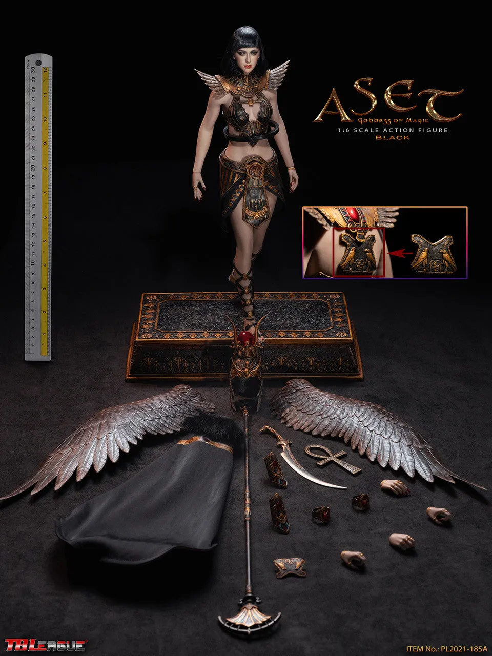 TBLeague Phicen 1/6 Aset Goddess of Magic (Black) Action Figure PL-2021-185A Action Pose