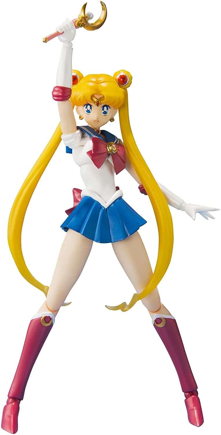 S.H. Figuarts Sailor Moon with Luna Action Figure 1st Edition W/ Bonus Face PVC Showcase