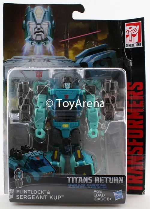 Superhero Hero Transformers Generations Titans Return Deluxe Class Flintlock and Sergeant Kup Figure