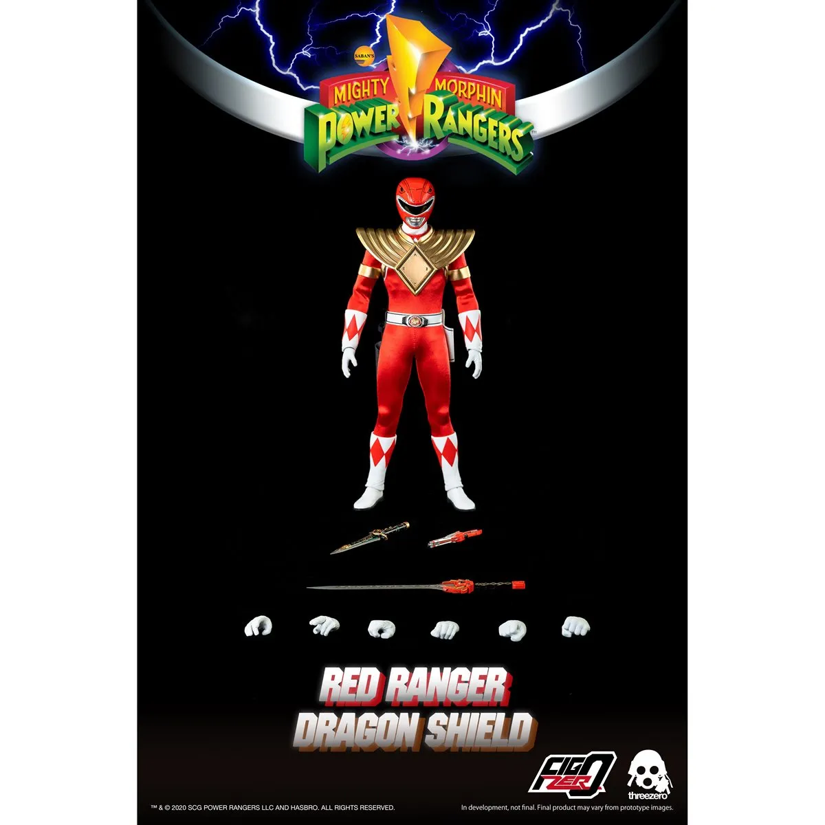 ThreeZero FigZero 1/6 Mighty Morphin Power Rangers Dragon Shield Red Ranger Sixth Scale Figure Kaiju Statue Iconic Character