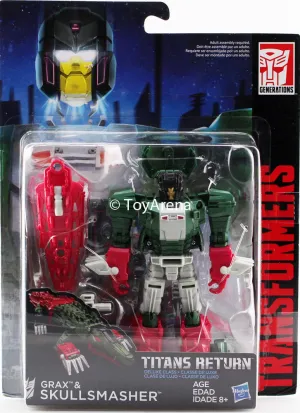 Transformers Generations Titans Return Deluxe Class Grax and Skullsmasher Figure Exhibition Ready Viking Statue