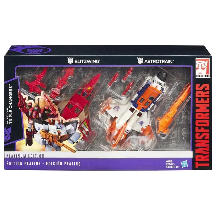 Transformers Platinum Edition Triple Changers (Blitzwing & Astrotrain) Action Figure Set Modern Collectible Dragon Statue