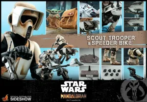 Hot Toys 1/6 The Mandalorian Scout Trooper and Speeder Bike Scale Figure TMS017 Designer Model Premium Collection