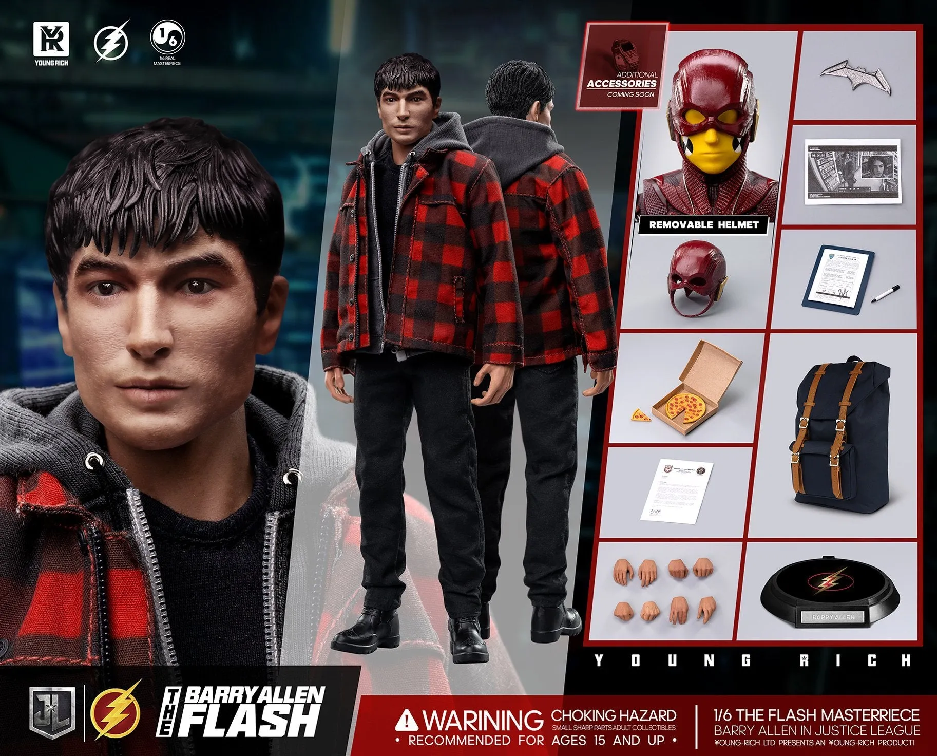 Collectible Art Action Showcase Young Rich 1/6 Barry Allen The Flash (DC Justice League) Sixth Scale Action Figure