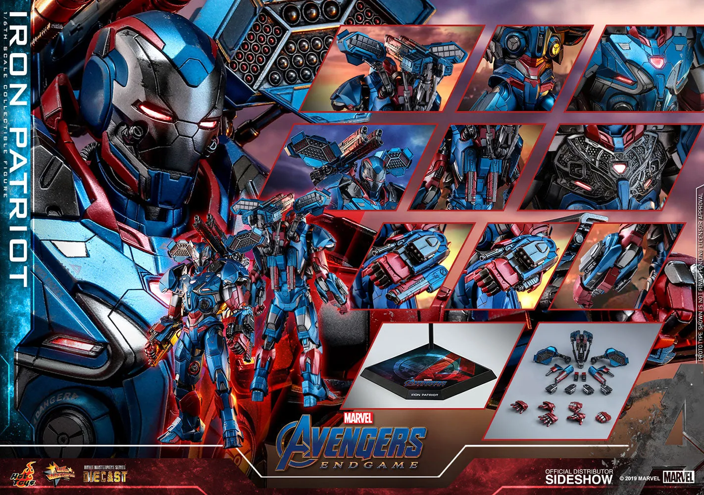 Hot Toys 1/6 Avengers: Endgame Iron Patriot Diecast Sixth Scale Figure MMS547-D34 Gender Neutral